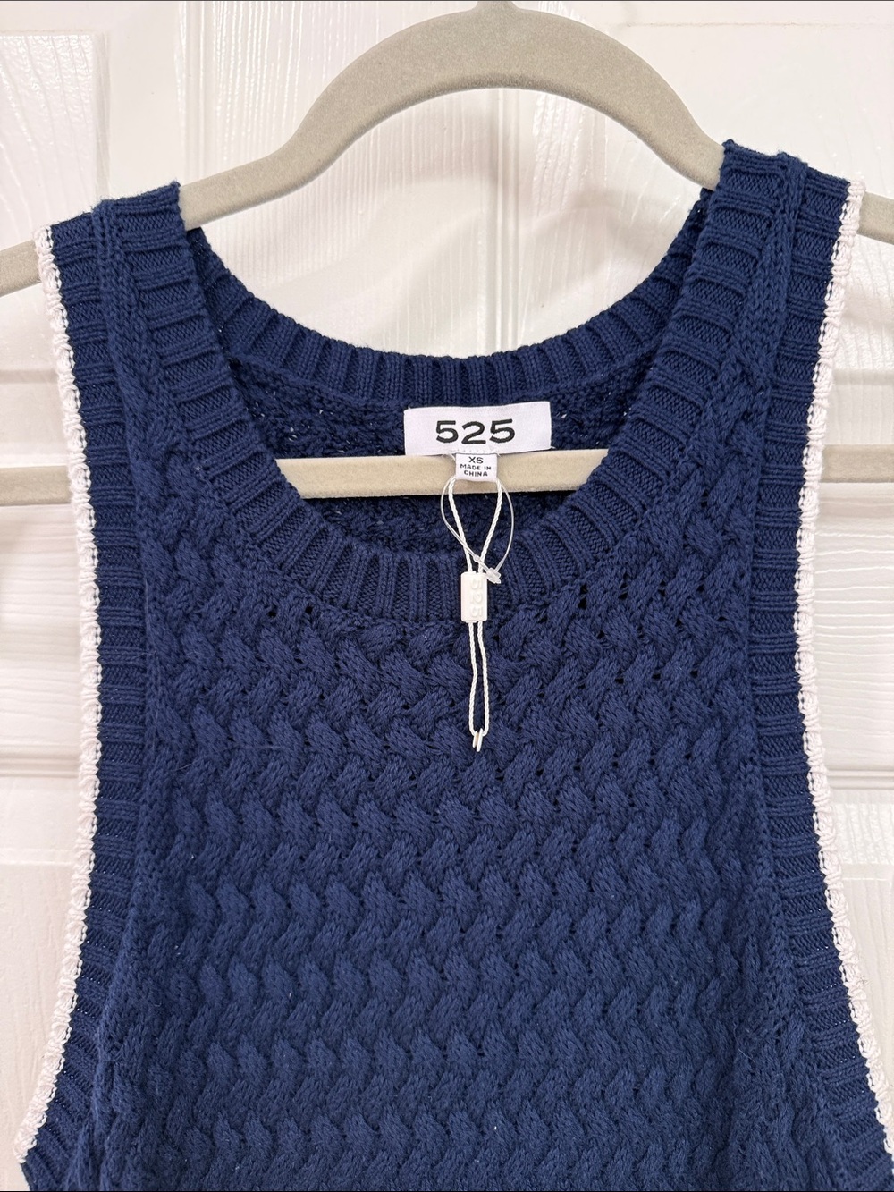 525 America Navy Knit Tank Dress with White Edge Sz XS